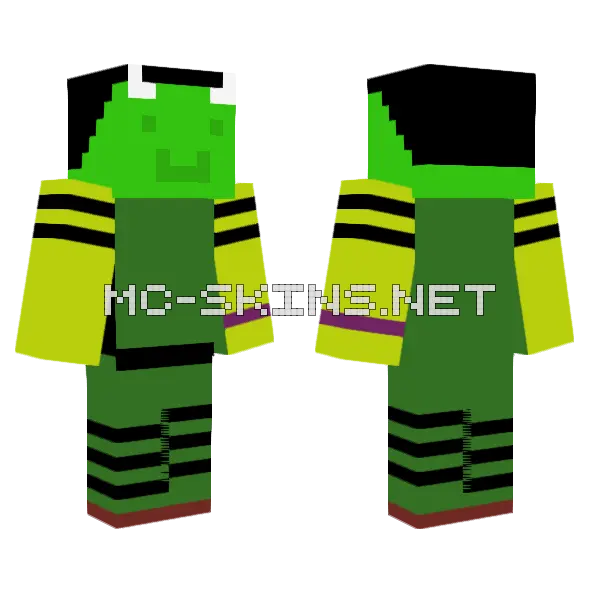 Green Crocodile Suit Minecraft skin, front and back