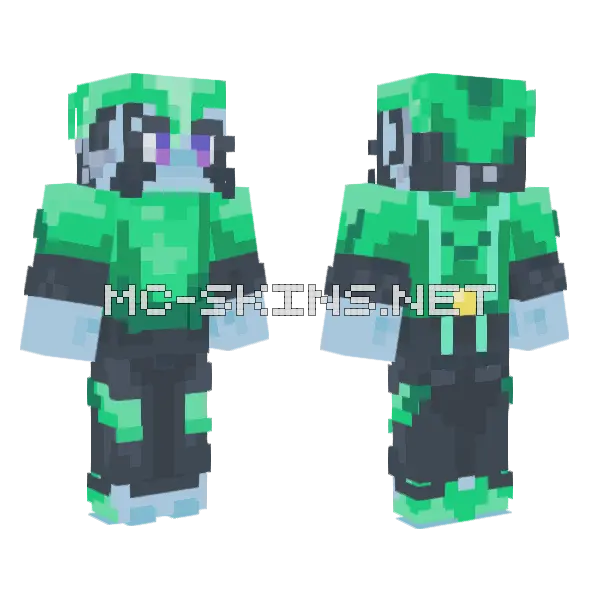Green Crystal Golem Minecraft skin, front and back