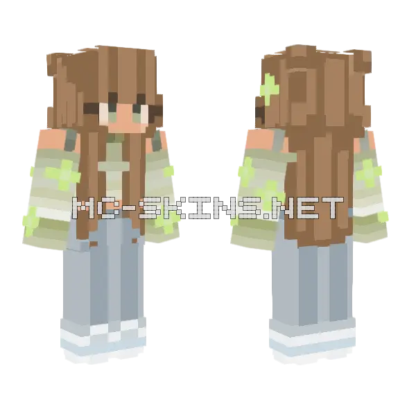 Green Daisies Rce Minecraft skin, front and back