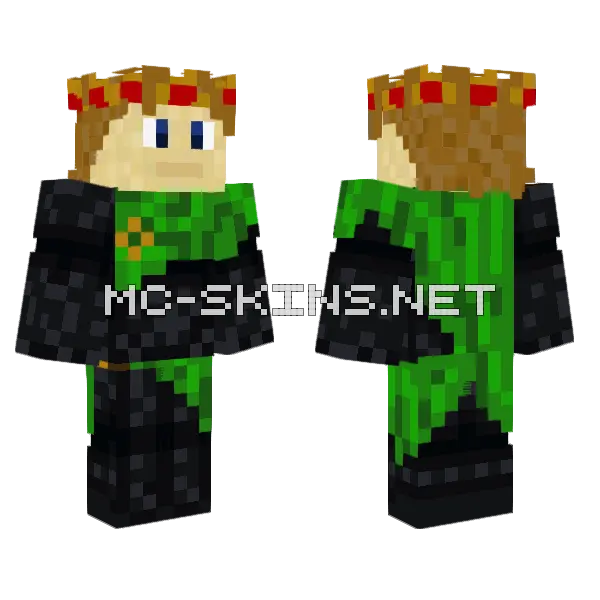 Green Dark Prince Minecraft skin, front and back