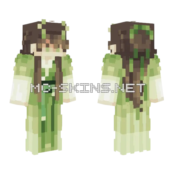 Green Dragon Minecraft skin, front and back