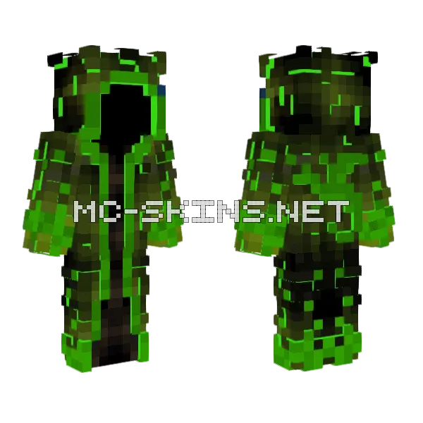 Green Dragon Mage Minecraft skin, front and back