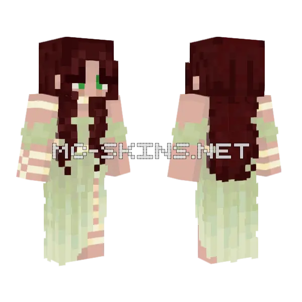 Green Dress Girl Minecraft skin, front and back