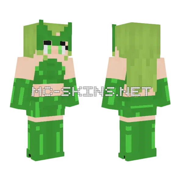 Green Elf Girl Minecraft skin, front and back