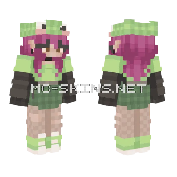 Green Elf Girl Minecraft skin, front and back