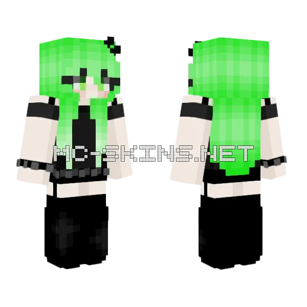 Green Emo Girl Minecraft skin, front and back