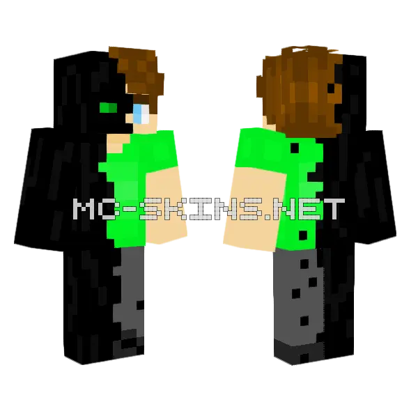 Green Enderman Minecraft skin, front and back
