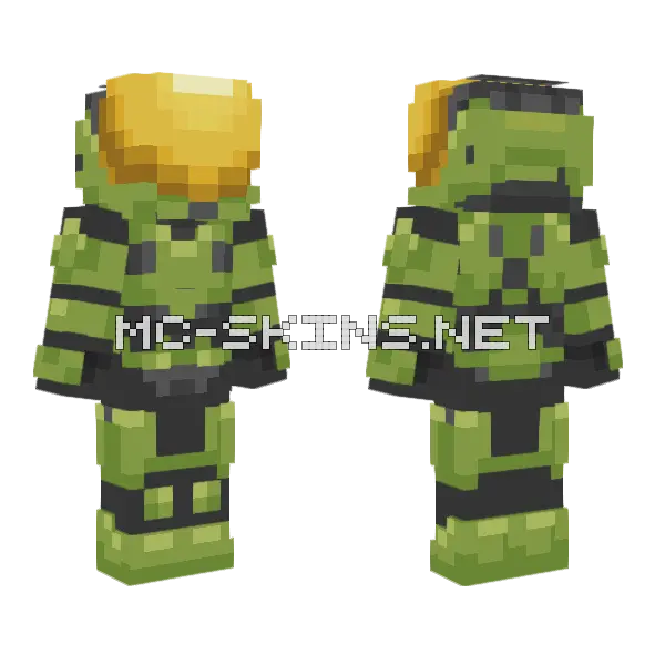 Green Eva Spartan Minecraft skin, front and back