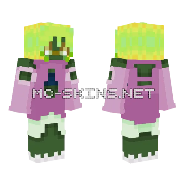 Green Faced Monster Minecraft skin, front and back