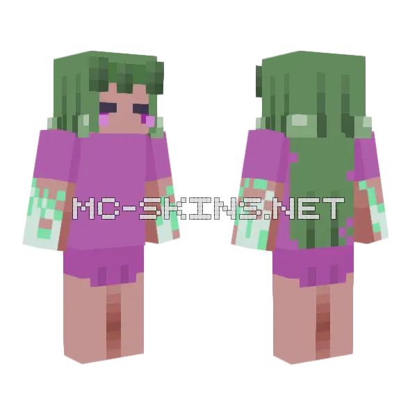 Green Flames Minecraft skin, front and back
