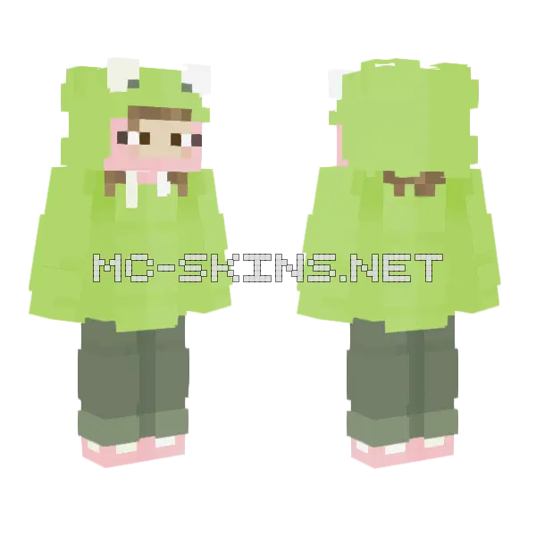 Green Froggy Boy Minecraft skin, front and back