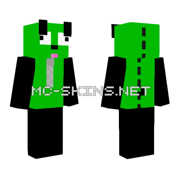 Green Gir Minecraft skin, front and back