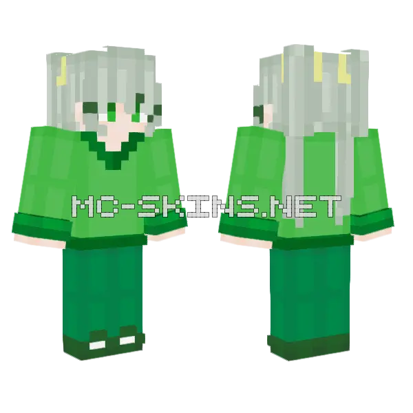 Green Girl Remake Minecraft skin, front and back