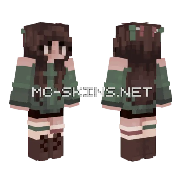 Green Girlie Minecraft skin, front and back