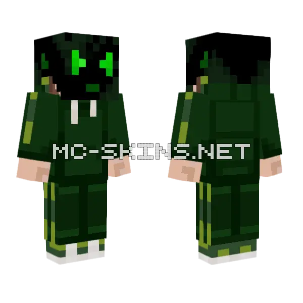 Green Guy With Full Mask Minecraft skin, front and back