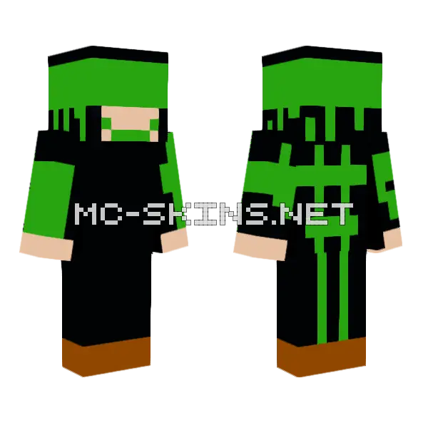Green Hacker Skin Minecraft skin, front and back