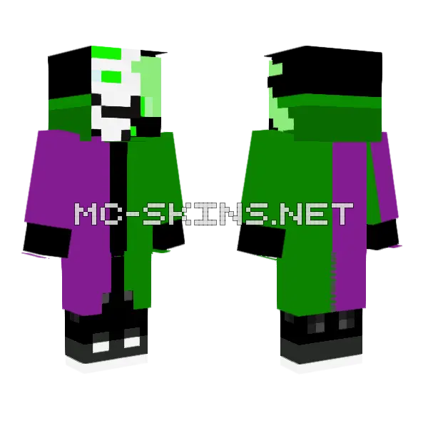 Green Hacker Wither Mask Minecraft skin, front and back