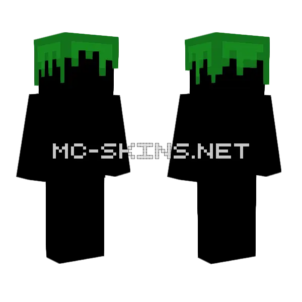 Green Hair Baseplate Minecraft skin, front and back