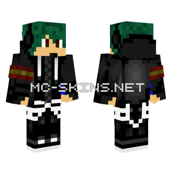 Green Hair Hoodie Minecraft skin, front and back
