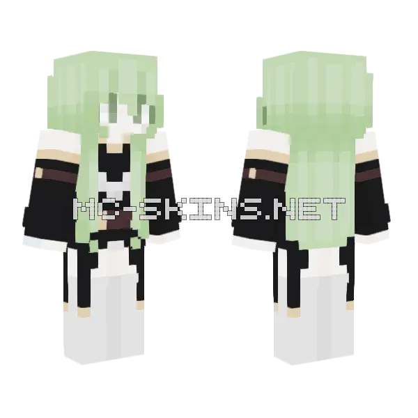Green Haired Girl Minecraft skin, front and back