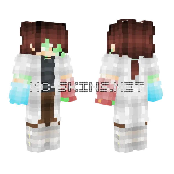 Green Haired Girl Minecraft skin, front and back