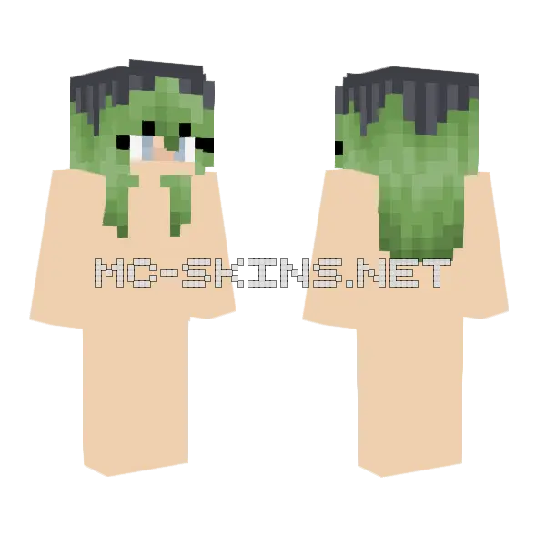 Green Haired Girl Skin Base Minecraft skin, front and back