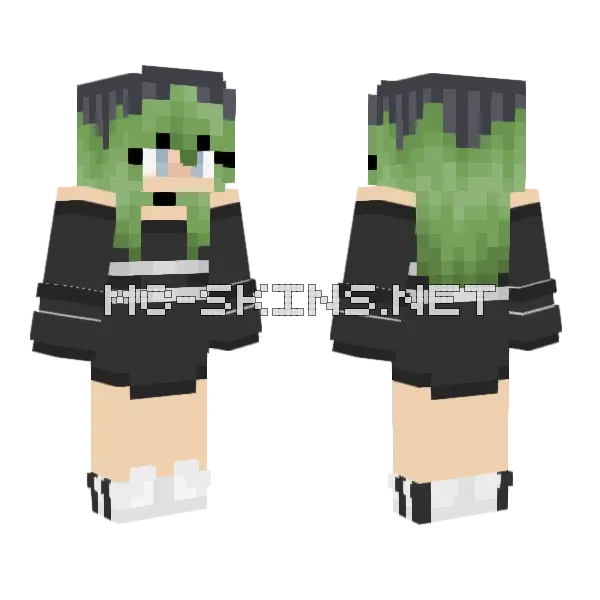 Green Haired Girl Sweater Minecraft skin, front and back