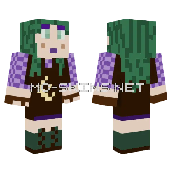 Green Haired Sorceress, front and back