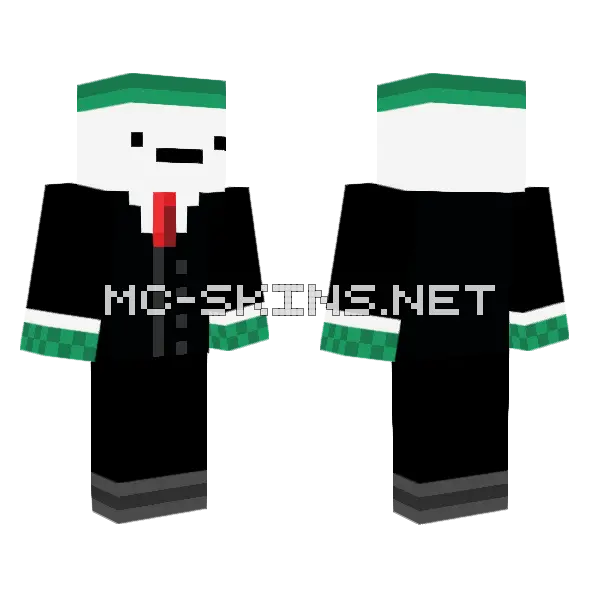 Green Hat Suit Minecraft skin, front and back