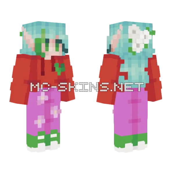 Green Hearts My Double Life Minecraft skin, front and back