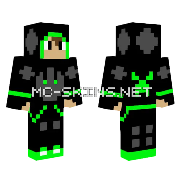 Green Hood Skin Minecraft skin, front and back