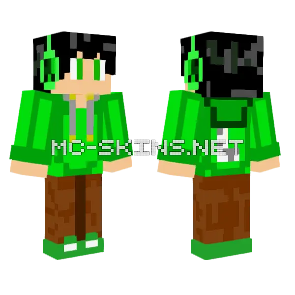 Green Hoodie Boy, front and back