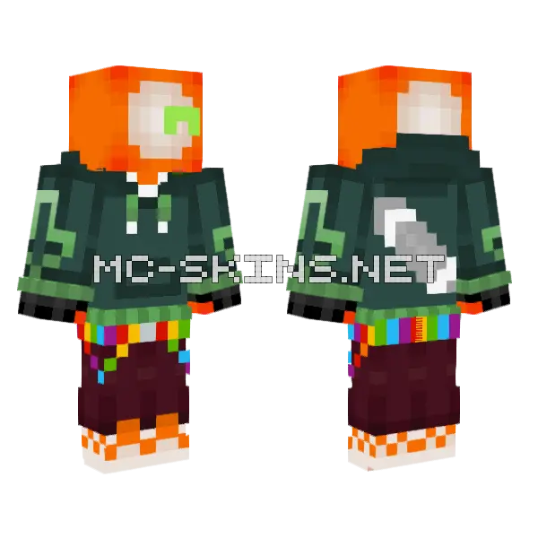 Green Hoodie Gamer, front and back