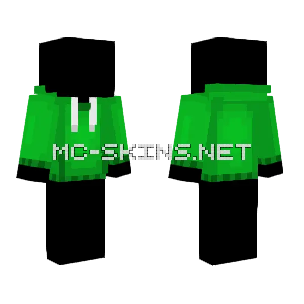 Green Hoodie Template Minecraft skin, front and back