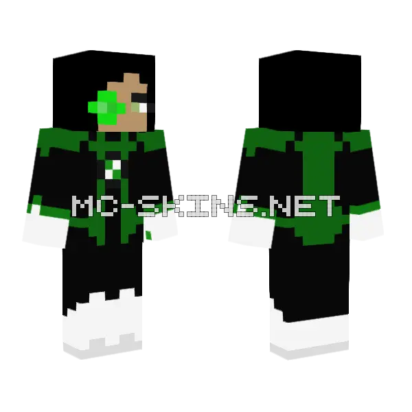 Green Lantern Jessica Cruz Minecraft skin, front and back