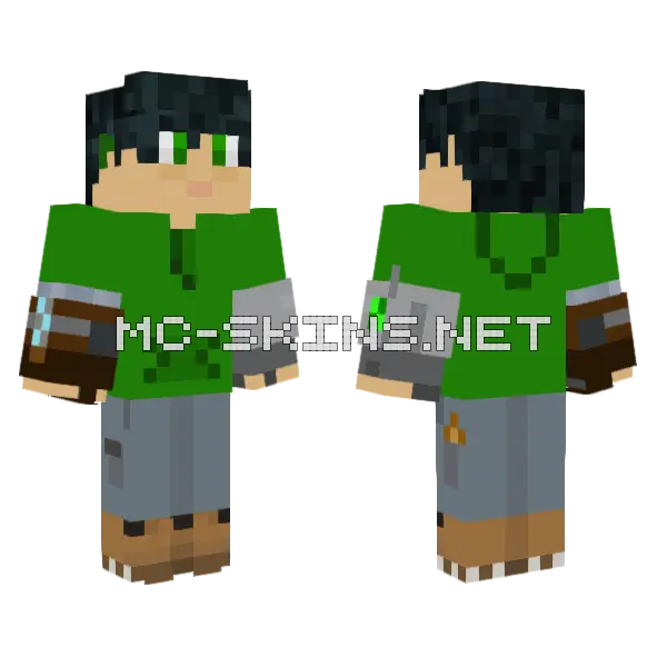 Green Life FS Minecraft skin, front and back