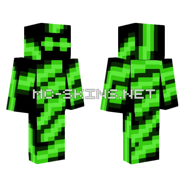 Green Lightning Minecraft skin, front and back
