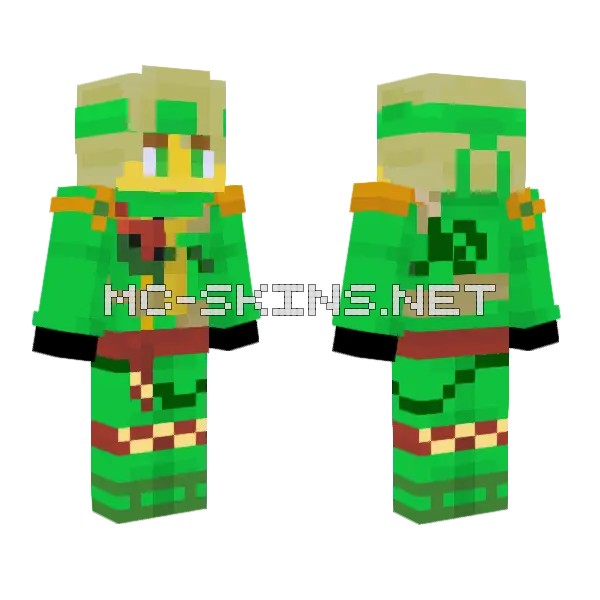 Green Lizard Sombrero Minecraft skin, front and back