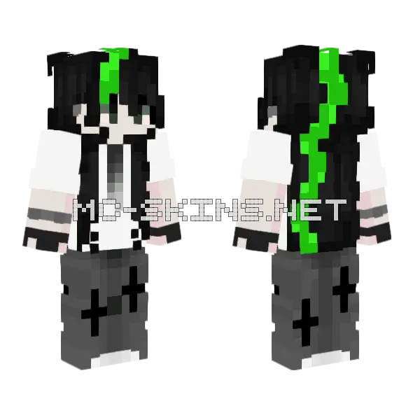 Green Neon Boy Minecraft skin, front and back
