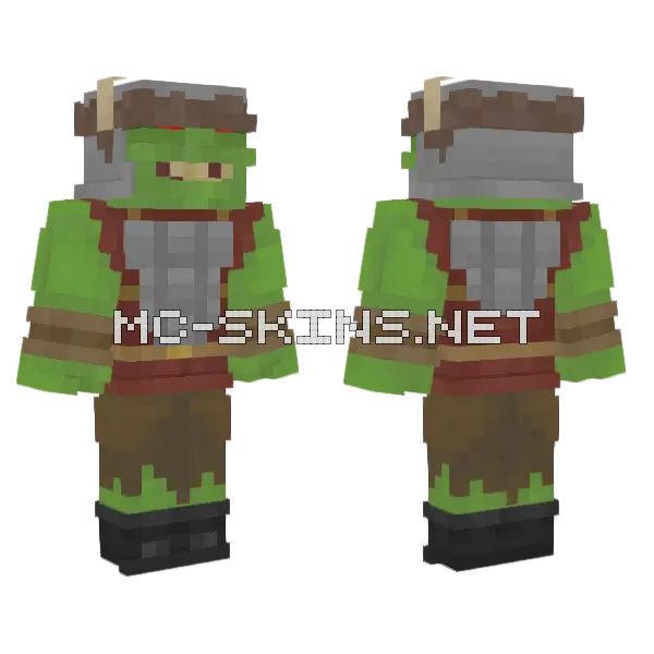 Green Orc Warrior Minecraft skin, front and back