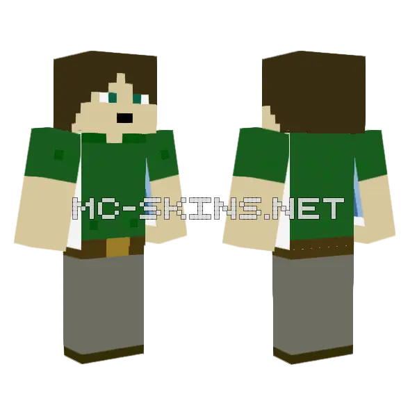 Green Overalls Boy, front and back