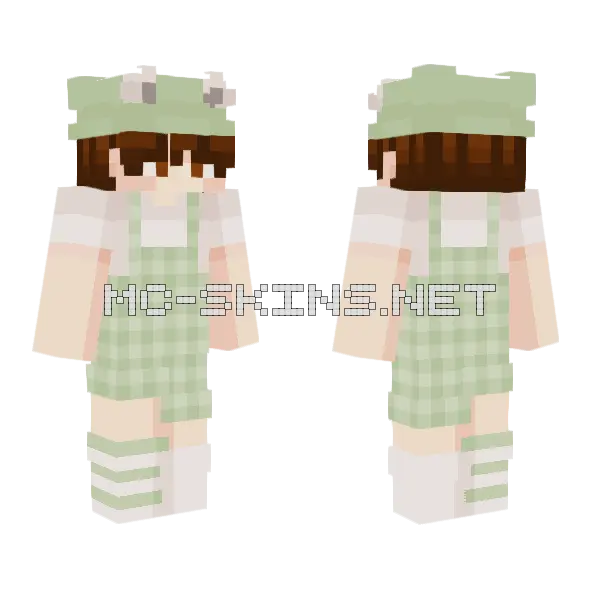 Green Overalls Girl Minecraft skin, front and back