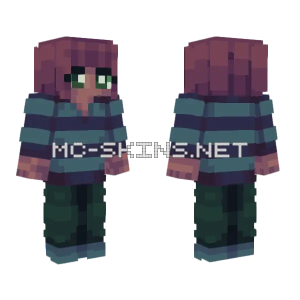 Green Pink Girl Alternative Minecraft skin, front and back