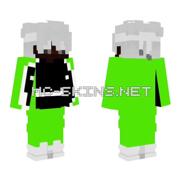 Green Pixelated Boy Minecraft skin, front and back