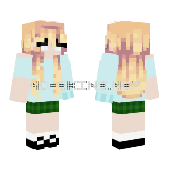 Green Plaid Melons Blueberries Minecraft skin, front and back
