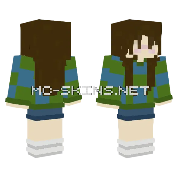 Green Plaid Overalls Boy Minecraft skin, front and back