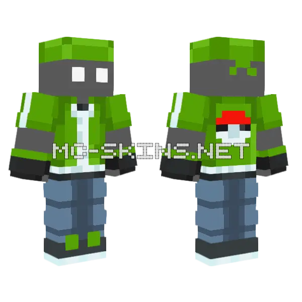 Green Pokemon Trainer, front and back