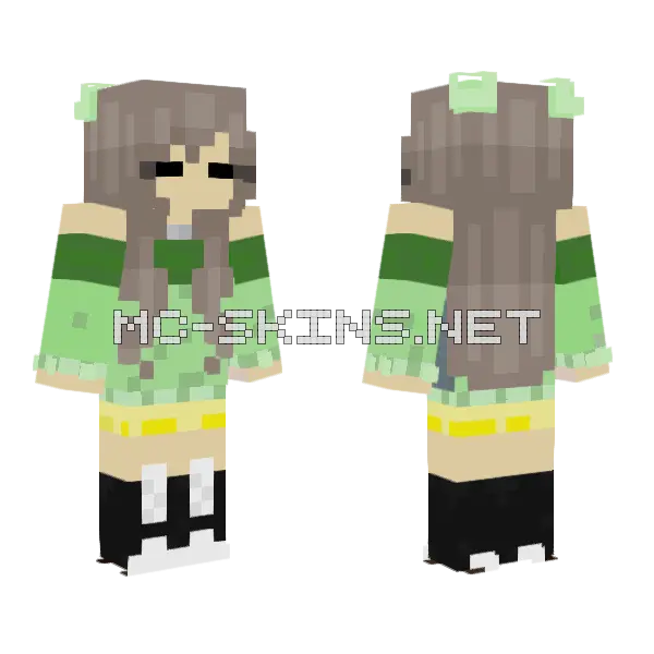 Green Popular School Girl Minecraft skin, front and back
