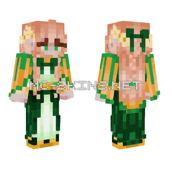 Green Princess Minecraft skin, front and back