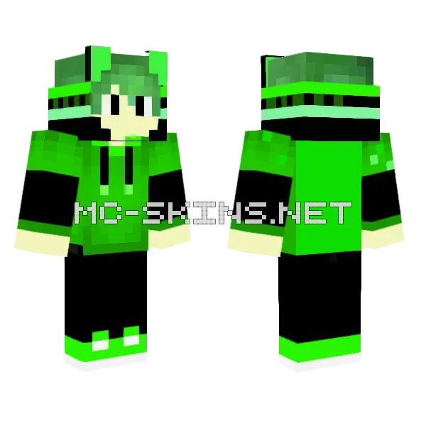 Green Prozz Minecraft skin, front and back
